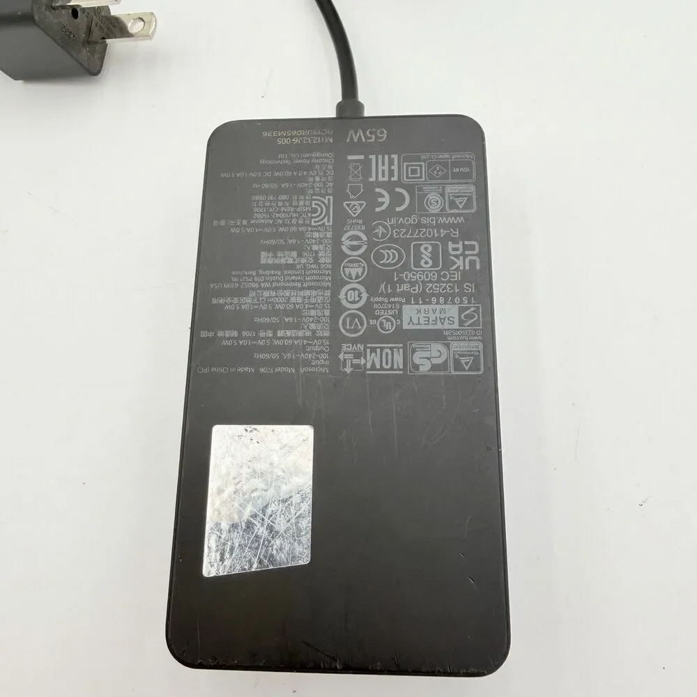 MICROSOFT SURFACE 65W Power Supply Charger Model 1706 with Power Cord